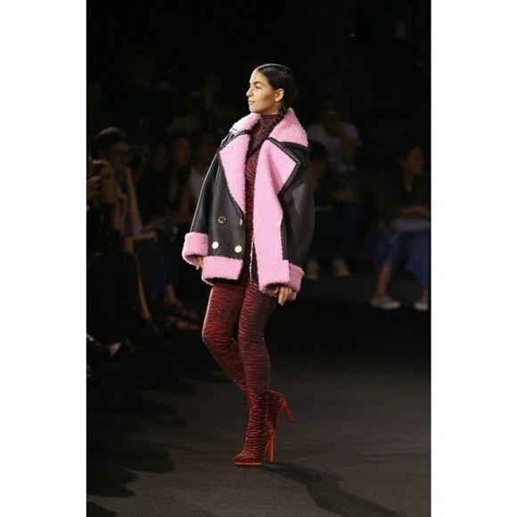 H&M x Kenzo Leather Shearling Jacket Celebrity Runway Look 🌟🔥 sz Small - Picture 6 of 15